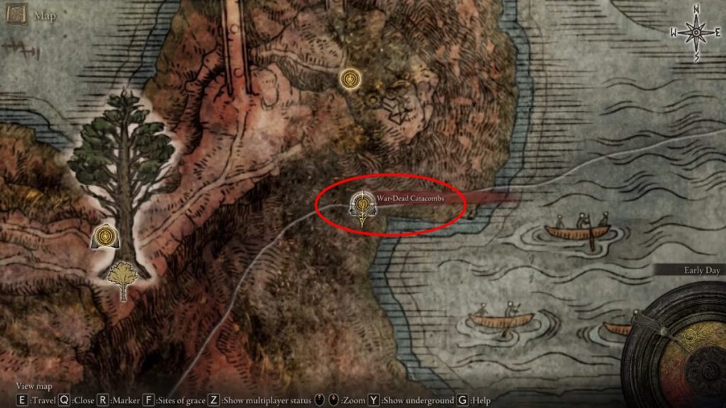 Karte der Katakomben des War Dead Elden Ring