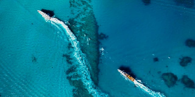 Die Allen-Explorationsflotte taucht in den Gewässern der Bahamas auf.