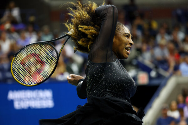 Serena Williams won before a star-studded crowd.