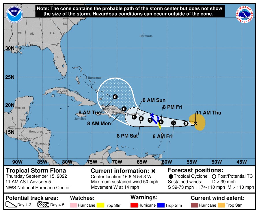 Tropensturm Fiona formiert sich und wird bald die Kleinen Antillen in Puerto Rico treffen