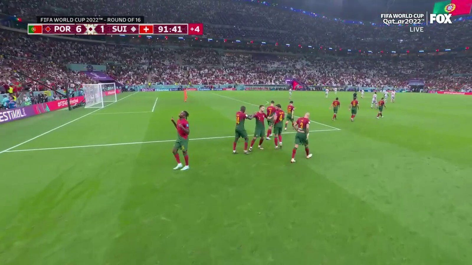 Portugals Rafael Leao erzielt ein Tor gegen die Schweiz 90 + 2'